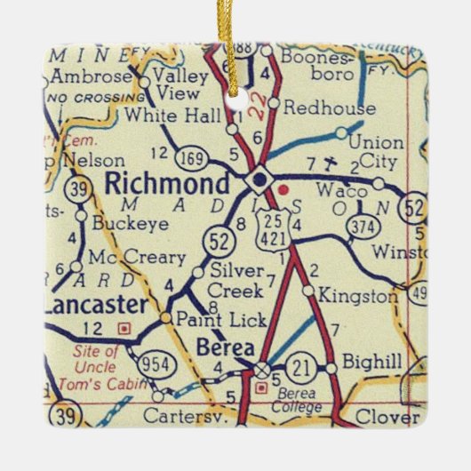 Richmond KY Vintag Map Keramikornament (Vorderseite)