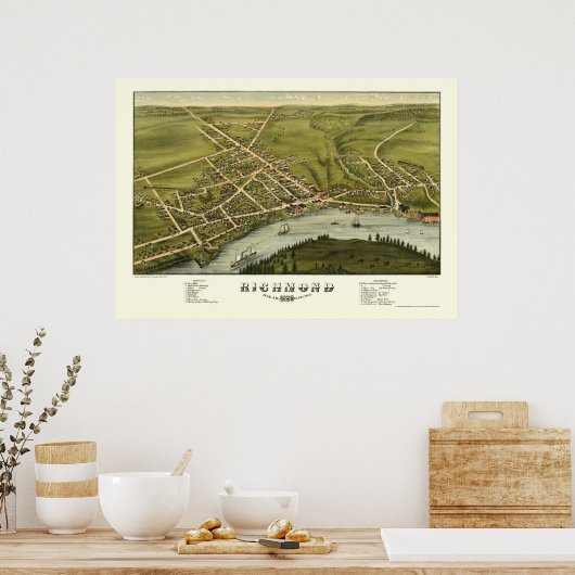 Richmond, ME Panoramic Map - 1878 Poster (Küche)