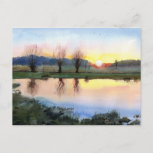 Richmond Park at Sunset Robin Hood gate Postcard Postkarte