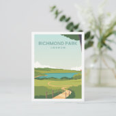 Richmond Park England Travel Place Illustration Postkarte (Stehend Vorderseite)