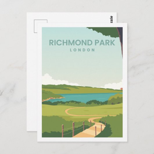 Richmond Park England Travel Place Illustration Postkarte (Vorne/Hinten)