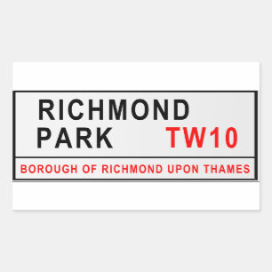 Richmond Park London Street Sign Rechteckiger Aufkleber