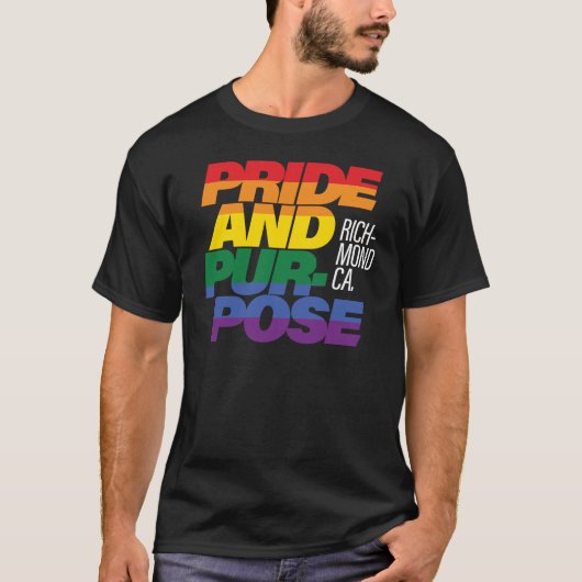 Richmond Pride and Purpose Rainbow Pride Black T-S T-Shirt (Vorderseite)