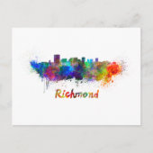 Richmond Skyline in Aquarellfarbe Postkarte (Vorderseite)