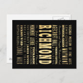 Richmond-Stadt wenn Virginia-Typografie-Kunst Postkarte (Vorne/Hinten)