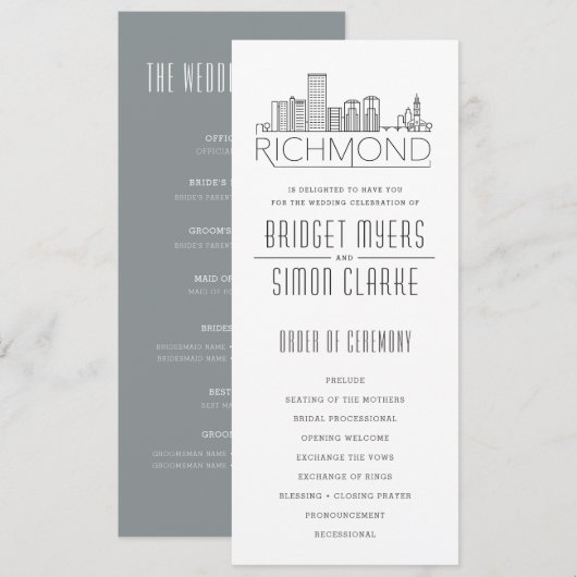Richmond Stilisierte Skyline | Hochzeitsprogramm Einladung (Vorne/Hinten)