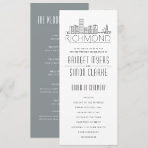 Richmond Stilisierte Skyline   Hochzeitsprogramm Einladung