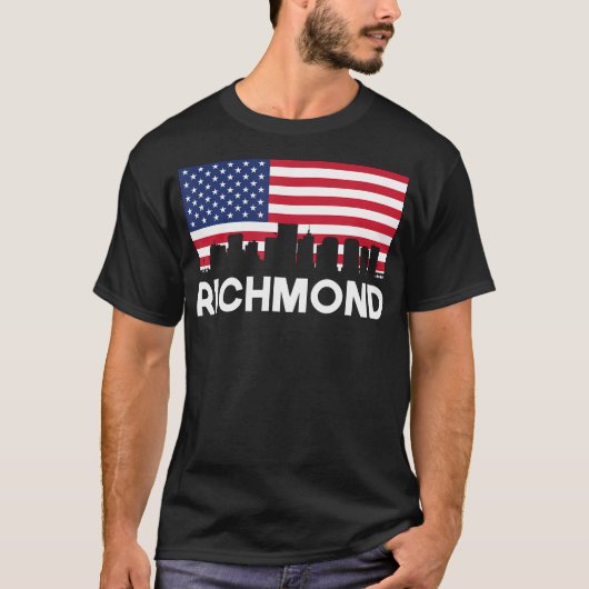 Richmond Va American Flag Skyline T-Shirt (Vorderseite)