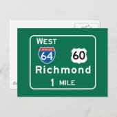 Richmond, VA Road Sign Postkarte (Vorne/Hinten)