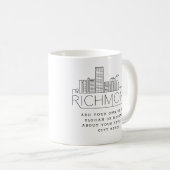 Richmond, VA Stylized Skyline | Benutzerdefinierte Kaffeetasse (VorderseiteRechts)