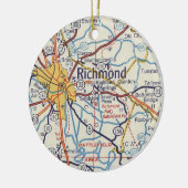 Richmond VA Vintag Map Keramik Ornament (Links)