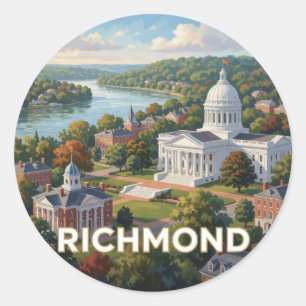 Richmond Virginia Capital Historische Reise am Flu Runder Aufkleber