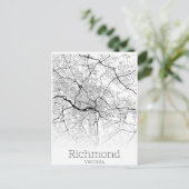 Richmond Virginia City Road Map Postkarte (Stehend Vorderseite)
