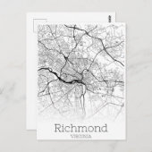 Richmond Virginia City Road Map Postkarte (Vorne/Hinten)