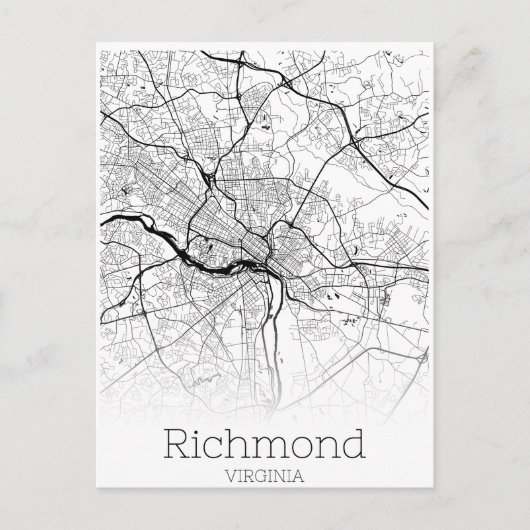 Richmond Virginia City Road Map Postkarte (Vorderseite)