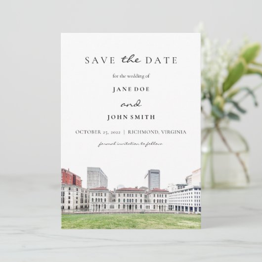 Richmond Virginia flat Save the Date Card (Stehend Vorderseite)