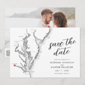 Richmond Virginia Map Modern Wedding Save The Date (Vorne/Hinten)