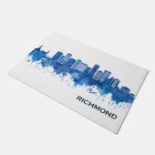 Richmond Virginia Skyline Blue Fußmatte (Schrägansicht)