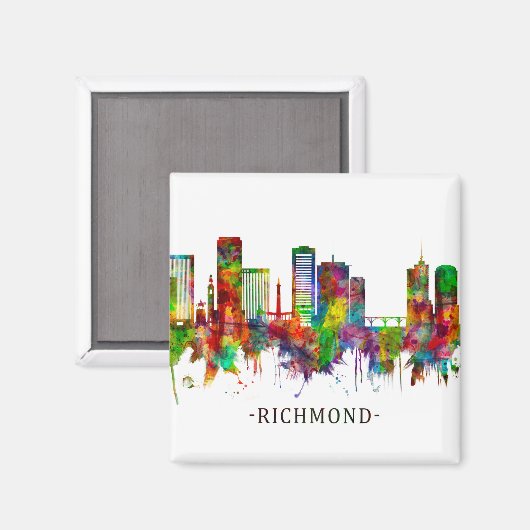 Richmond Virginia Skyline Magnet (Vorderseite/Rückseite)