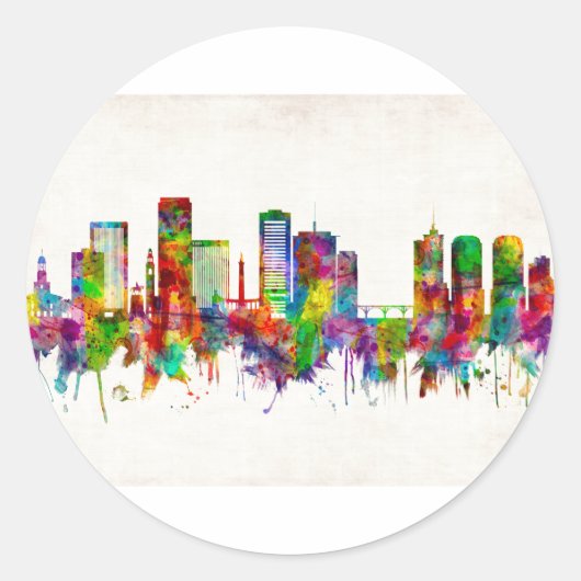 Richmond Virginia Skyline Runder Aufkleber (Vorderseite)