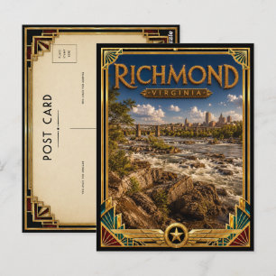 Richmond Virginia Vintage Art Deco Golden Age Postkarte