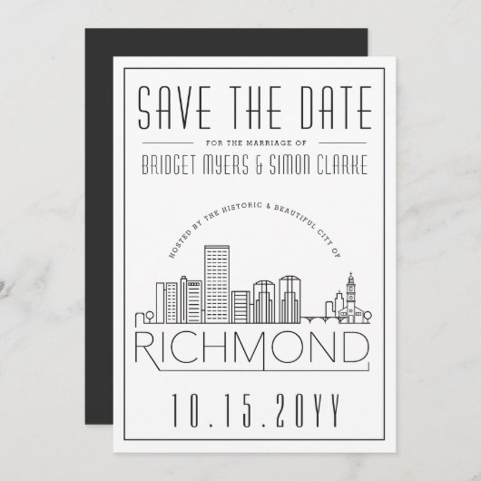 Richmond Wedding | Stilisierte Skyline Save the Da Einladung (Vorne/Hinten)