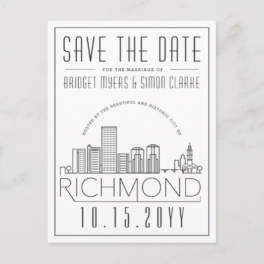 Richmond Wedding | Stilisierte Skyline Save the Da Postkarte (Vorderseite)