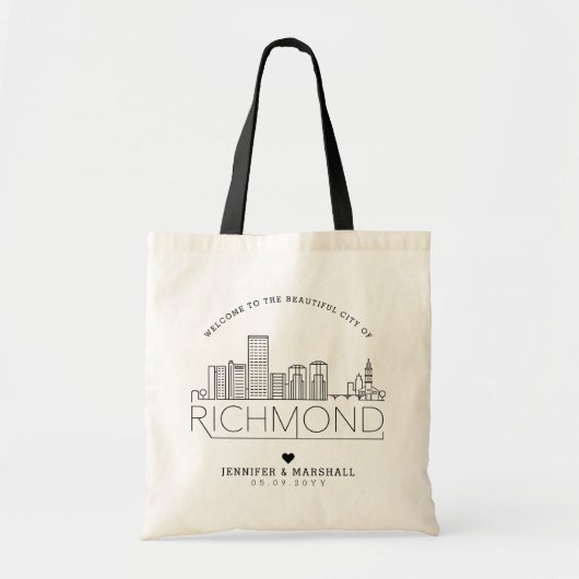 Richmond Wedding | Stilisierte Skyline Tote Bag Tragetasche (Vorne)