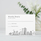 Richmond Wedding | Stilisierte Skyline-UAWG RSVP Karte (Stehend Vorderseite)