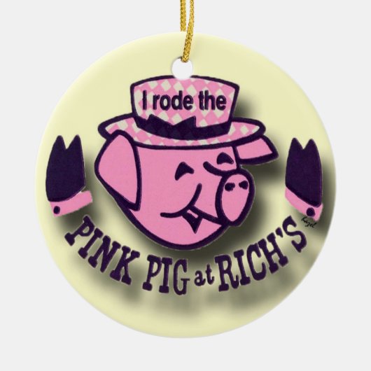 Rich's Pink Pig, Pink Pig, Pink Pig Keramik Ornament (Vorne)
