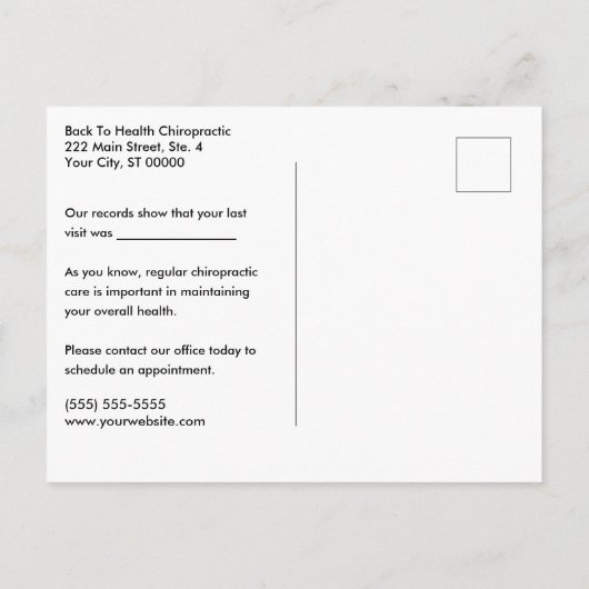 Richten Sie Ihre Wirbelsäule aus und dann werden S Postkarte (Rückseite)