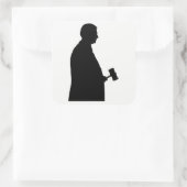 Richter an der Gavel-Silhouette Quadratischer Aufkleber (Tasche)