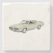 Richter-Illustration 1969 Grün-Pontiacs GTO Steinuntersetzer (Vorderseite)