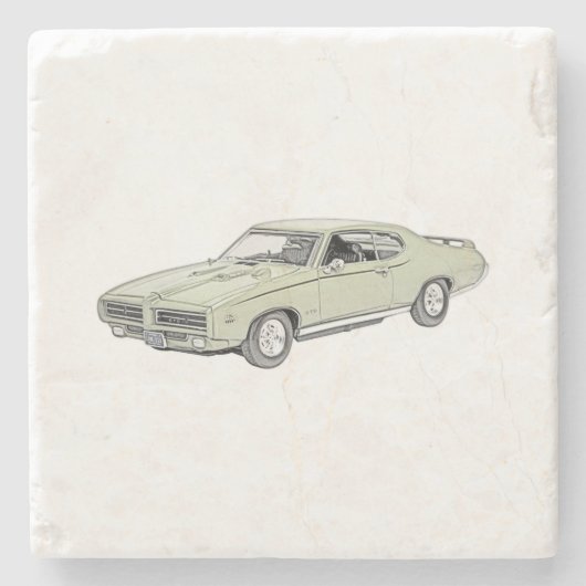 Richter-Illustration 1969 Grün-Pontiacs GTO Steinuntersetzer (Vorderseite)