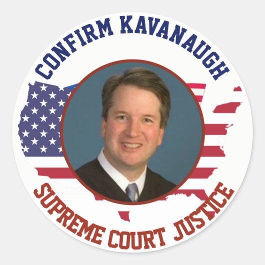 Richterin Kavanaugh: Amerikanische Flagge bestätig Runder Aufkleber (Vorderseite)