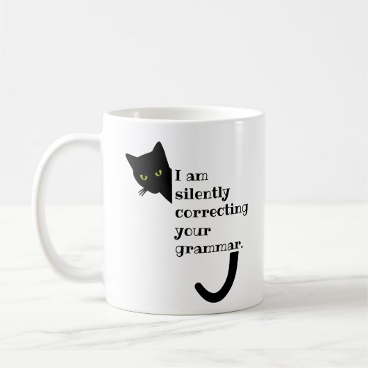 Richterkatze Stille Korrektur Ihres Grammatikers Kaffeetasse (Links)