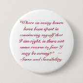 Richtig oder falsch Jane Austen Zitat Button (Vorderseite)