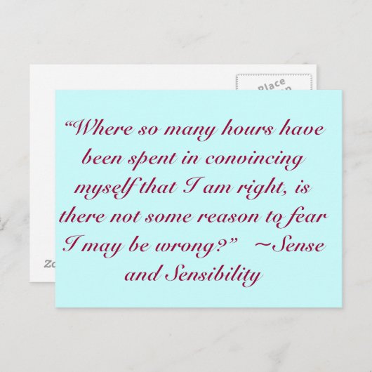 Richtig oder falsch Jane Austen Zitat Postkarte (Vorne/Hinten)