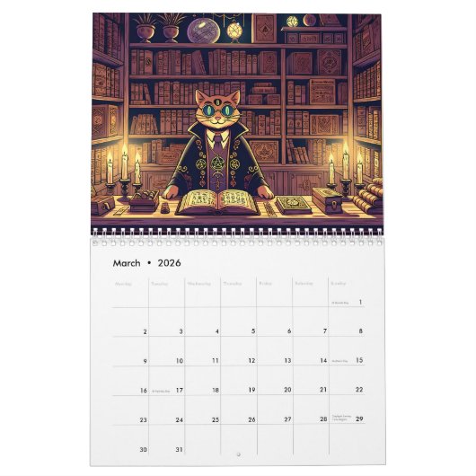 Richtig pawsome: Ein katzenbewusster Cartoon-Kalen Kalender (Mär 2026)