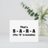 Richtige Rechtschreibung von Sara Postkarte (Stehend Vorderseite)