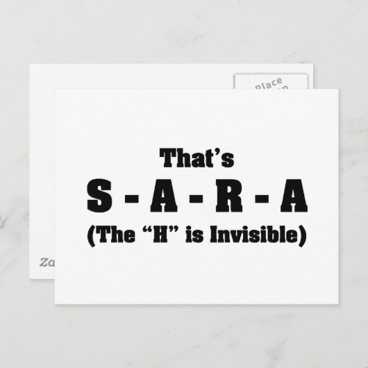 Richtige Rechtschreibung von Sara Postkarte (Vorne/Hinten)