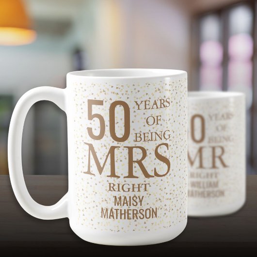 Richtiger Spaß 50th Wedding Anniversary Gold Heart Kaffeetasse