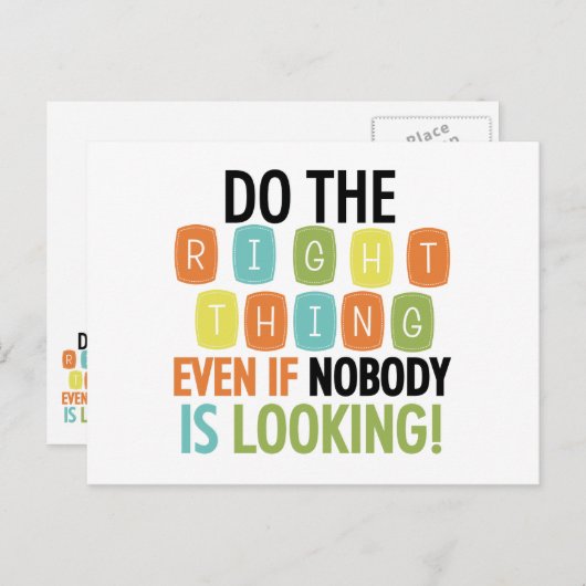 Richtiges tun postkarte (Vorne/Hinten)