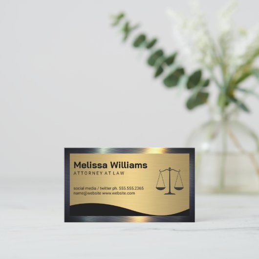 Richtskala | Gold Metallic Visitenkarte (Stehend Vorderseite)