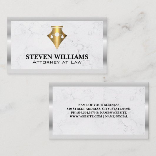 Richtskala | Marmor | Gold Pen Logo Visitenkarte (Vorne/Hinten)