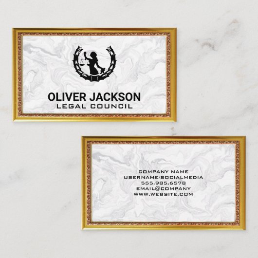 Richtskala | Marmorgoldfarbene antike Grenzrahmen Visitenkarte (Vorne/Hinten)