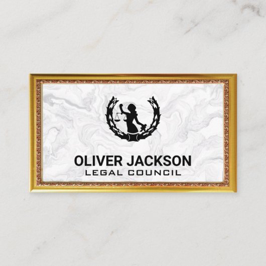 Richtskala | Marmorgoldfarbene antike Grenzrahmen Visitenkarte (Vorderseite)