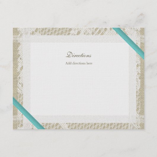 Richtung Aqua Ocean Lace und Burlap Begleitkarte (Rückseite)