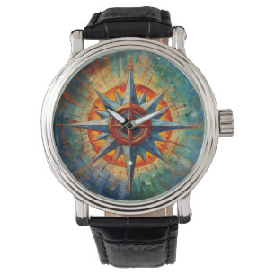 Richtung im Chaos (Compass-Rose) Armbanduhr