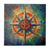 Richtung im Chaos (Compass-Rose) Fliese (Vorderseite)